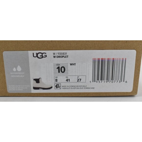 UGG Australia Womens Size 10 Droplet White Black Waterproof Rain Boots Shoes - Picture 9 of 9